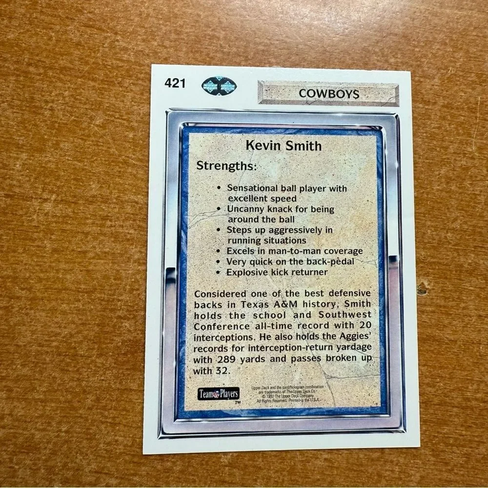Rookie Force Kevin‎ Smith Football Card